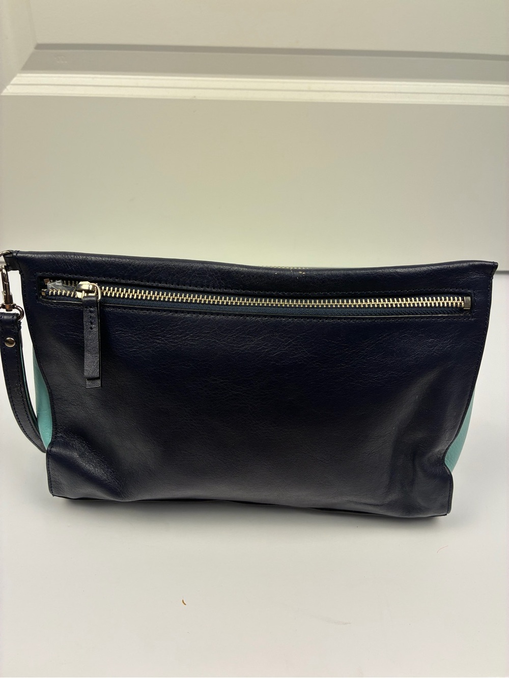 Halogen Leather Wristlet - Navy blue & Teal